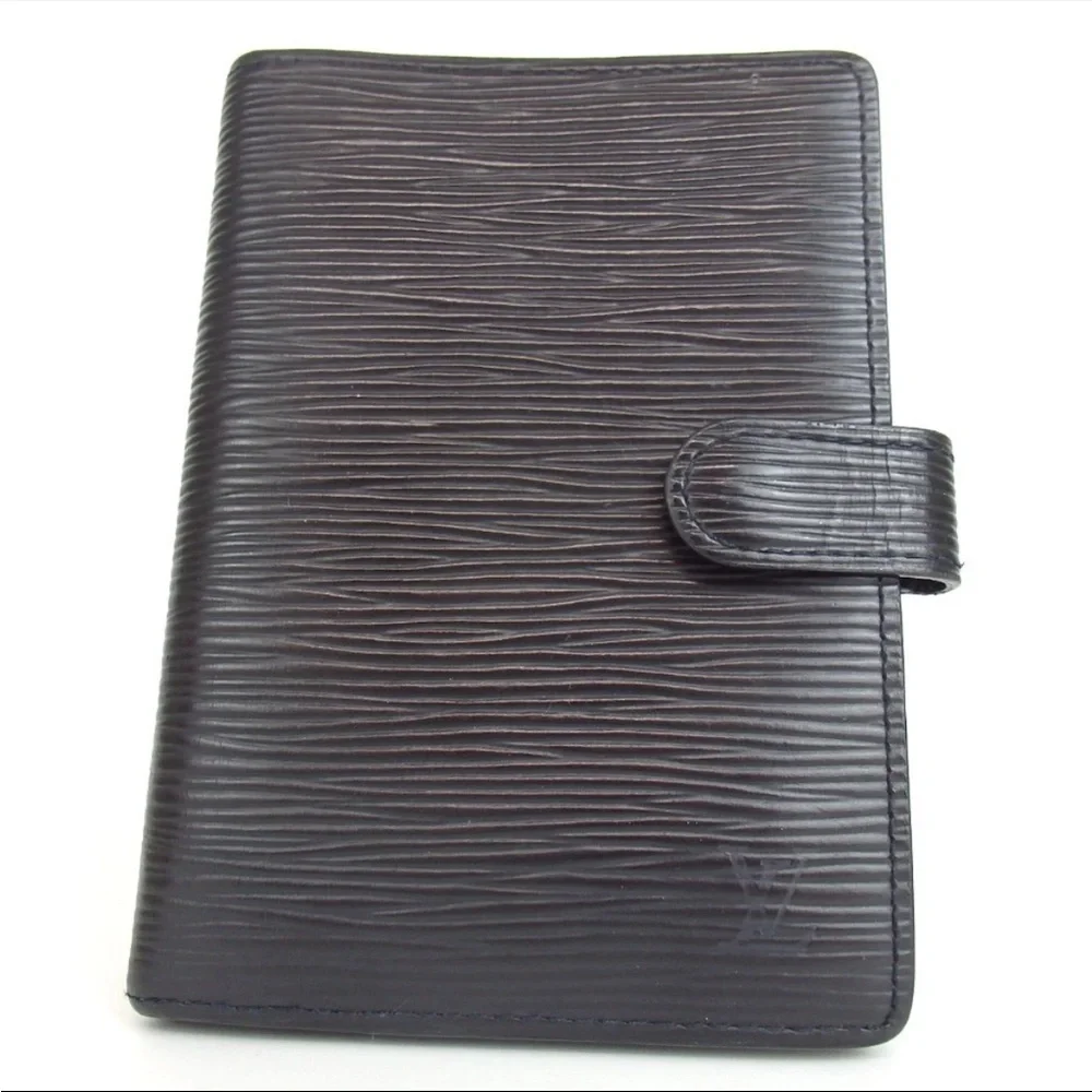 Louis Vuitton black Textured Wallet agenda Epi leather